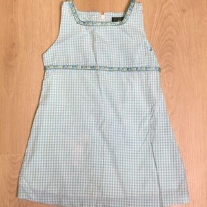 VTG The Children’s Place Blue & White Plaid Floral Ribbon Trim Sleeveless Dress